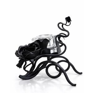 Art Nouveau Black Rose Iron Candle Holder Crystal Votive Gothic Dark Academia